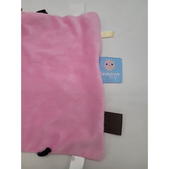 Snooze Baby Security Blanket Pink  And Pink and White Checkered Blanket Lovey - Picture 3 of 12